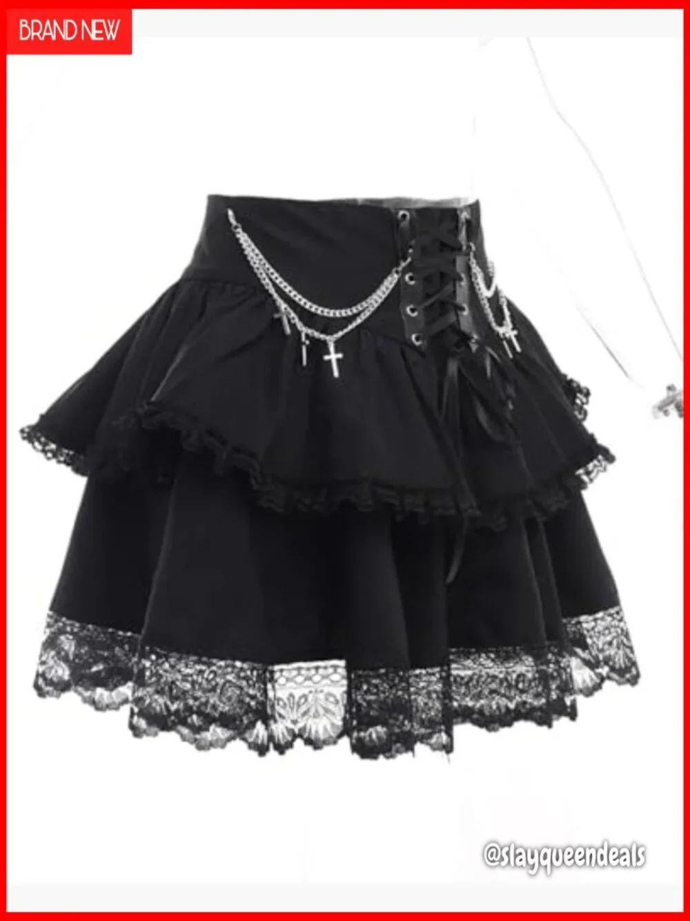 High Waist Pleated Mini Skirt Polyester Spandex Gothic Punk Grunge Style